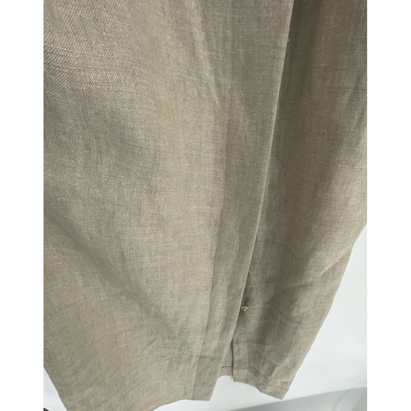 Maggy London Women 10 Dress Vest Set 100% Linen Beige Button Front - Picture 9 of 16